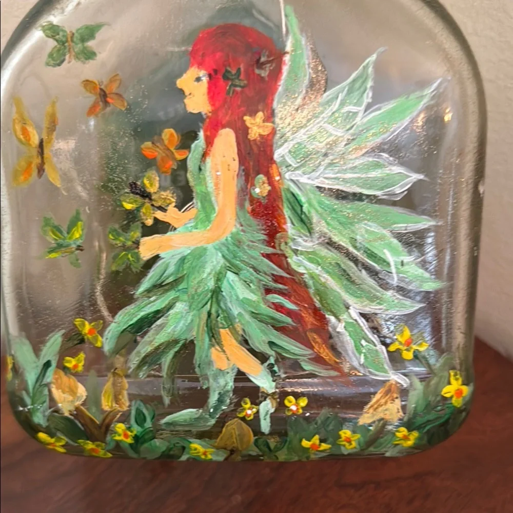 Hand-Painted Fairy Glass Bottle - Picture 2 of 3